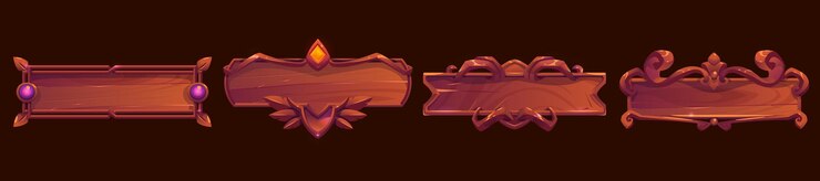 Vector gratuito juego de madera banners elementos de menú de interfaz de usuario medieval