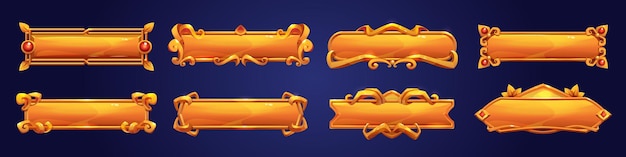 Juego de marcos de oro botones de banners medievales