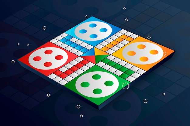 Juego de mesa Ludo en varias perspectivas