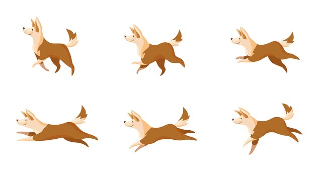 Juego de movimientos de perros rápidos o lentos