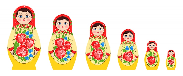Vector gratuito juego de muñecas rusas anidadas