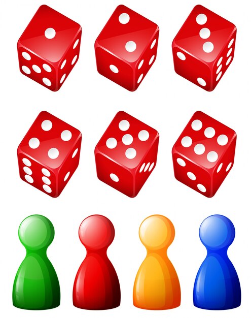 Juego de objetos de juego y contadores