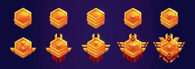 Vector gratuito juego de oro insignias militares insignias de rango del ejército