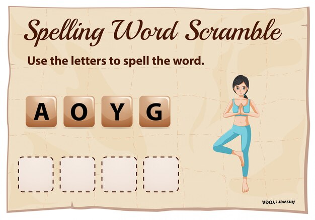 Juego de ortografía word scramble para word youga