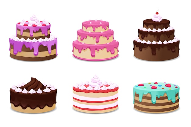 Un juego de pasteles deliciosos.