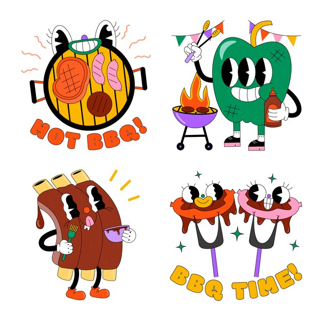 Juego de pegatinas de barbacoa ácida