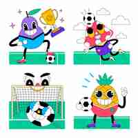 Vector gratuito juego de pegatinas de fútbol ácido