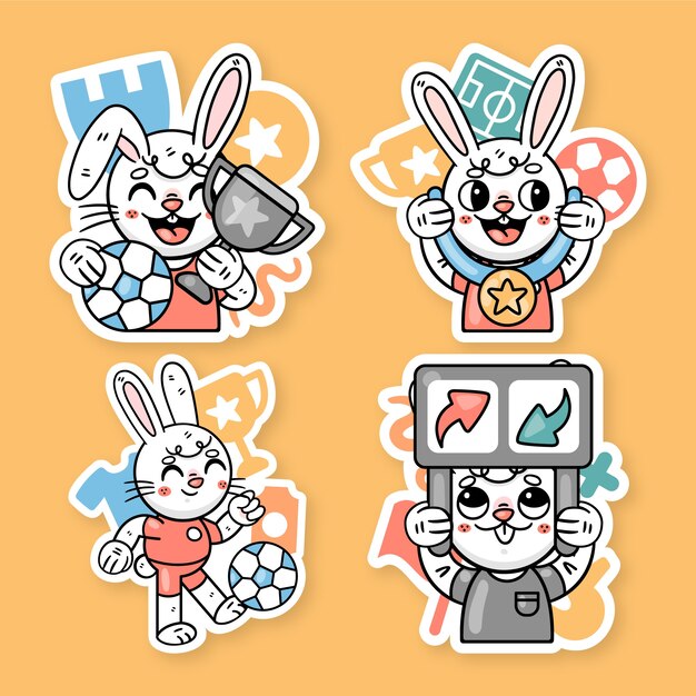 Juego de pegatinas de fútbol Ronnie the Bunny