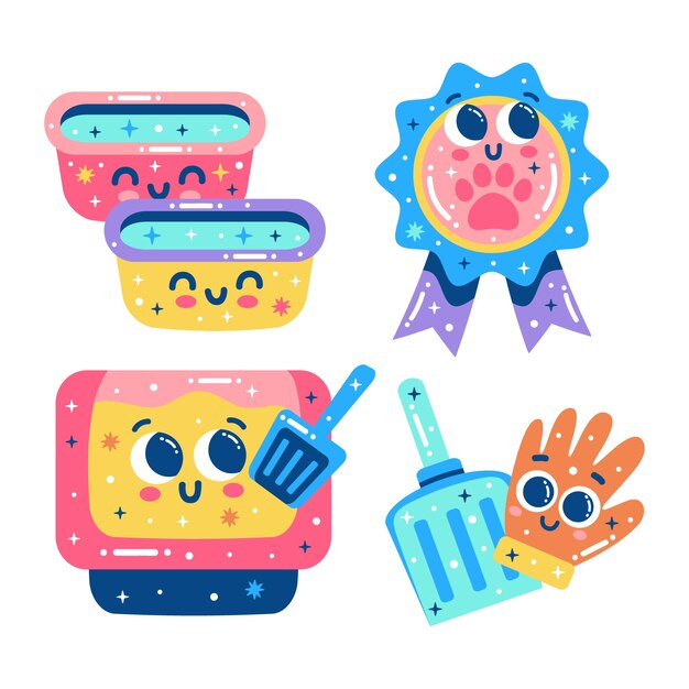 Juego de pegatinas de limpieza