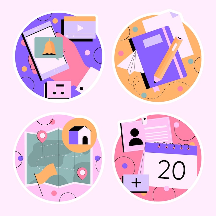 Vector gratuito juego de pegatinas naive essentials