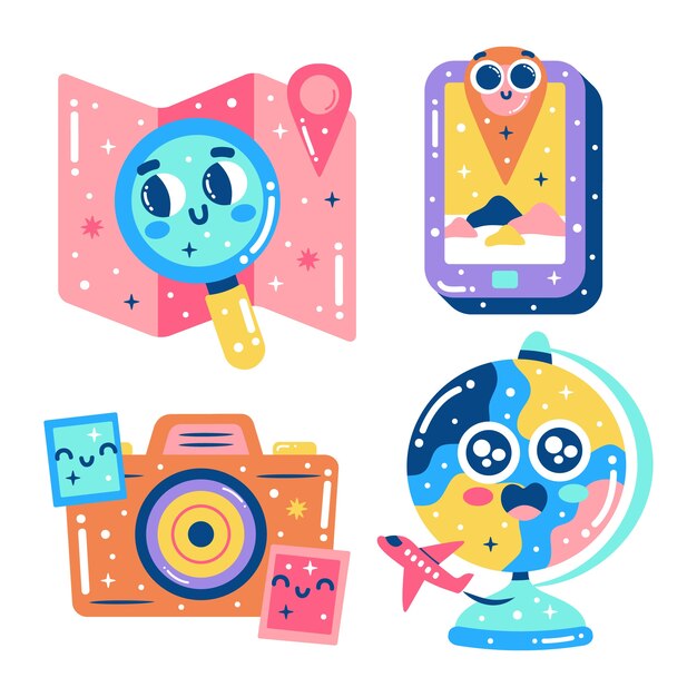 Juego de pegatinas de viaje deslumbrantes