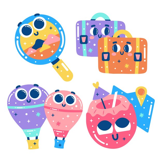 Juego de pegatinas de viaje deslumbrantes