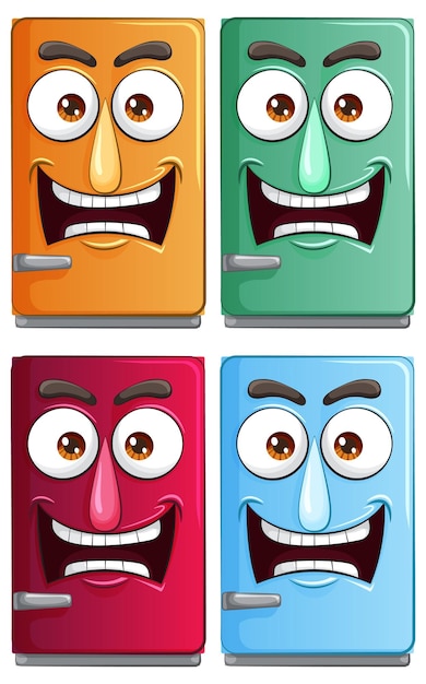 Vector gratuito un juego de personajes coloridos y emotivos
