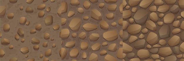 Vector gratuito juego piedras textura guijarros de patrones sin fisuras