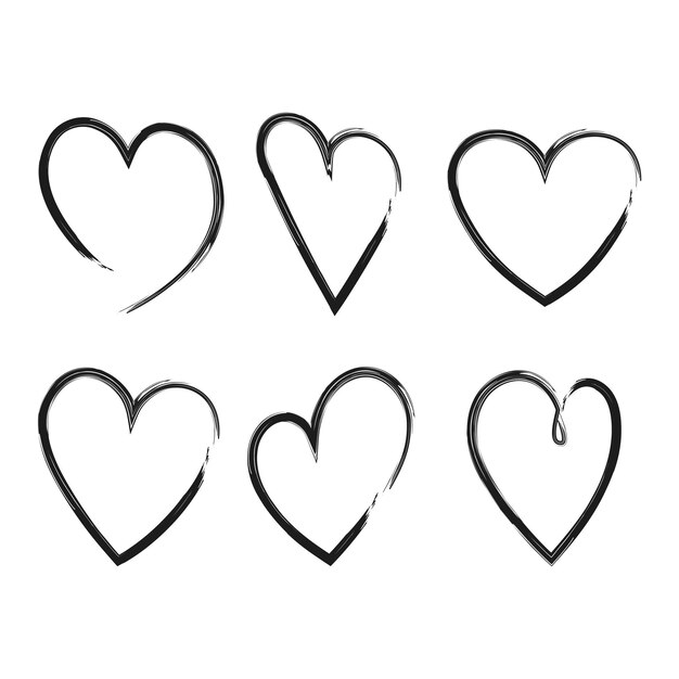El juego de pinceles de pintura de corazones negros Vectorart