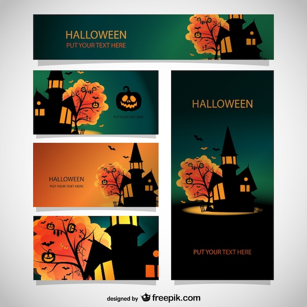 Vector gratuito juego de plantilla de halloween