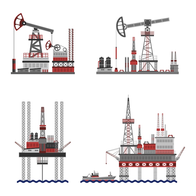 Vector gratuito juego de plataforma petrolera petrolera