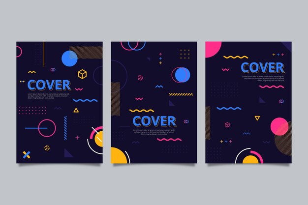 Juego de portadas de diseño de Memphis