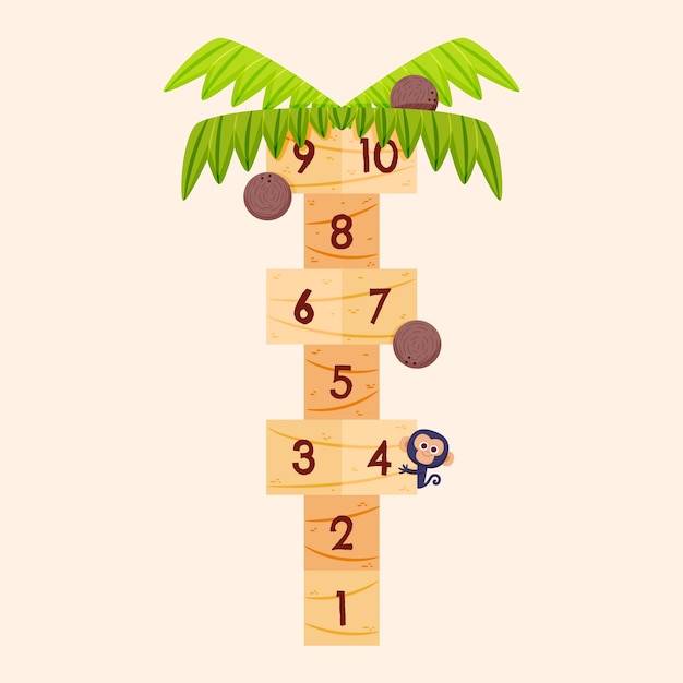 Juego de rayuela de diseño plano dibujado a mano