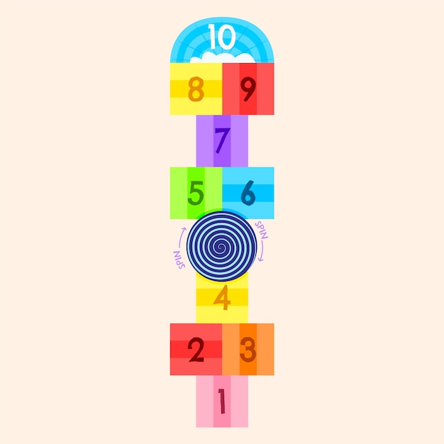 Juego de rayuela de diseño plano dibujado a mano