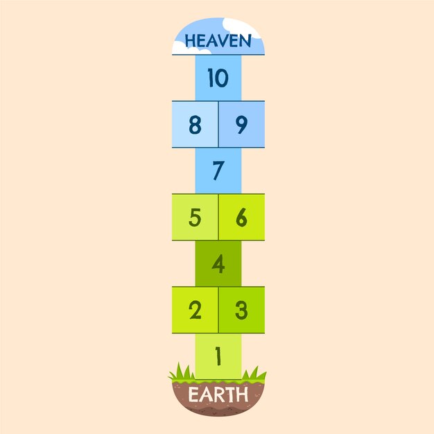 Juego de rayuela de diseño plano dibujado a mano
