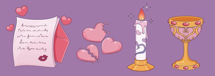 Vector gratuito juego romántico ui activos y elementos del día de san valentín