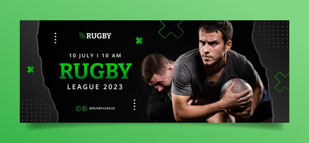Juego de rugby en gradiente portada de Facebook