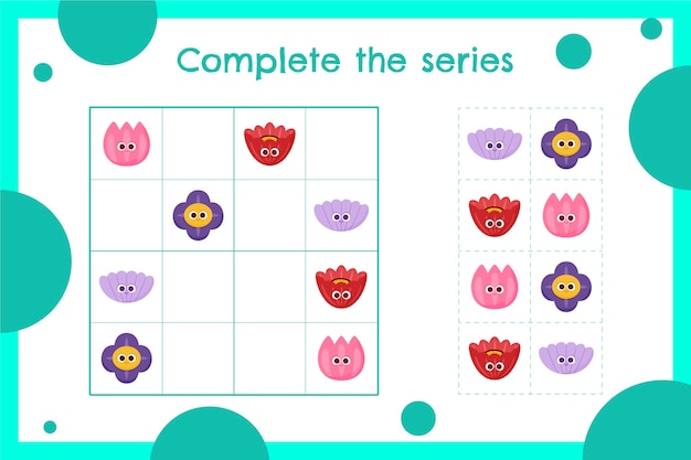 Juego de sudoku de diseño plano dibujado a mano