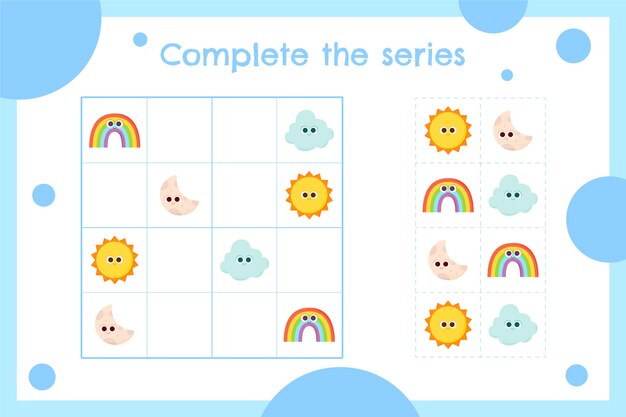 Juego de sudoku de diseño plano dibujado a mano