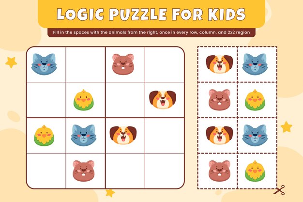 Juego de sudoku de diseño plano dibujado a mano
