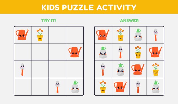 Juego de sudoku de diseño plano dibujado a mano