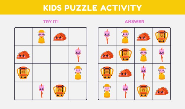Juego de sudoku de diseño plano dibujado a mano