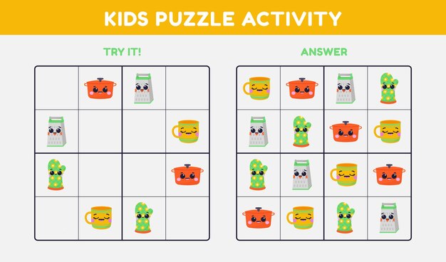 Juego de sudoku de diseño plano dibujado a mano