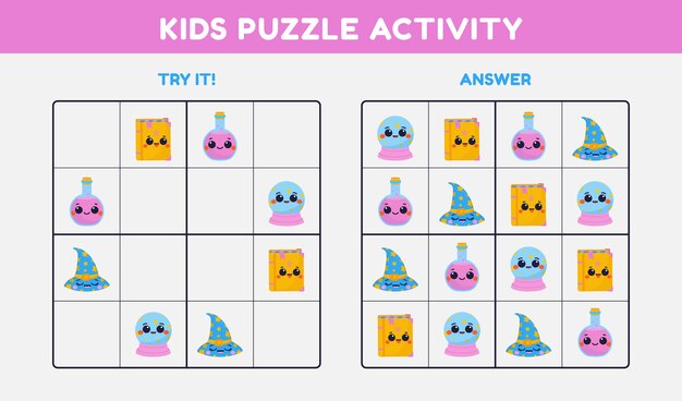 Juego de sudoku de diseño plano dibujado a mano