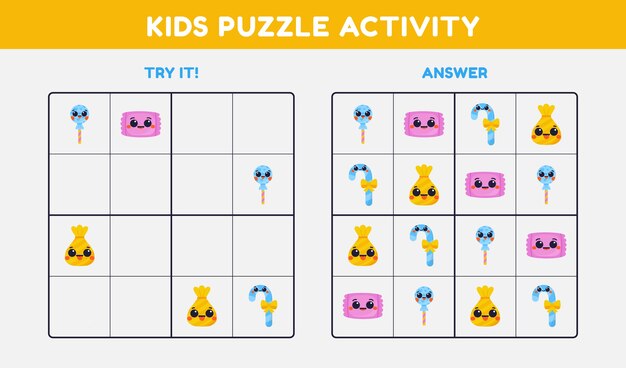 Juego de sudoku de diseño plano dibujado a mano