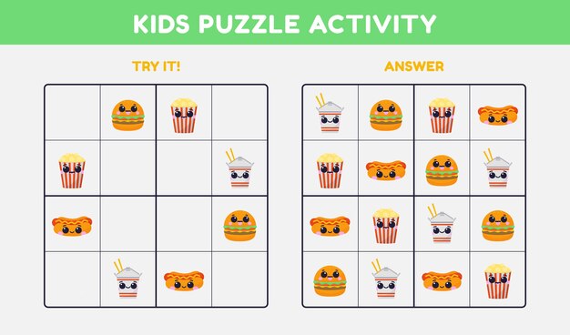 Juego de sudoku de diseño plano dibujado a mano