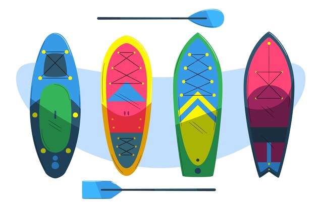 Juego de tablas sup dibujadas a mano