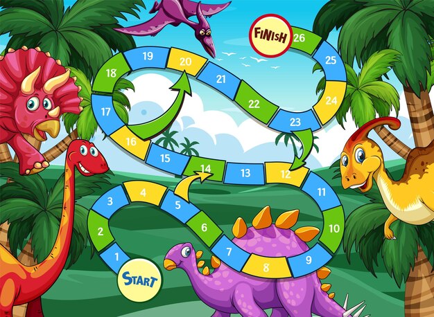 Juego de tablero de aventura de dinosaurios