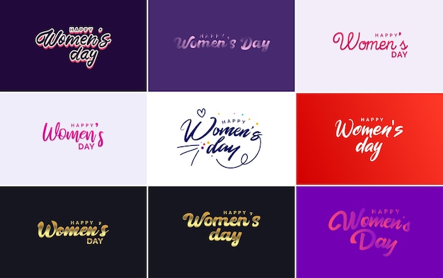 Juego de tarjetas del día internacional de la mujer con logo