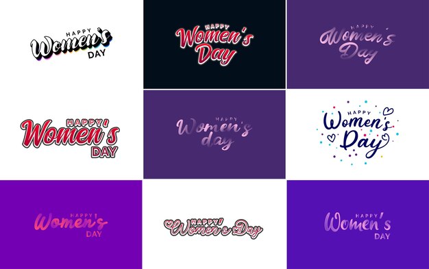 Juego de tarjetas con el logo del Día Internacional de la Mujer
