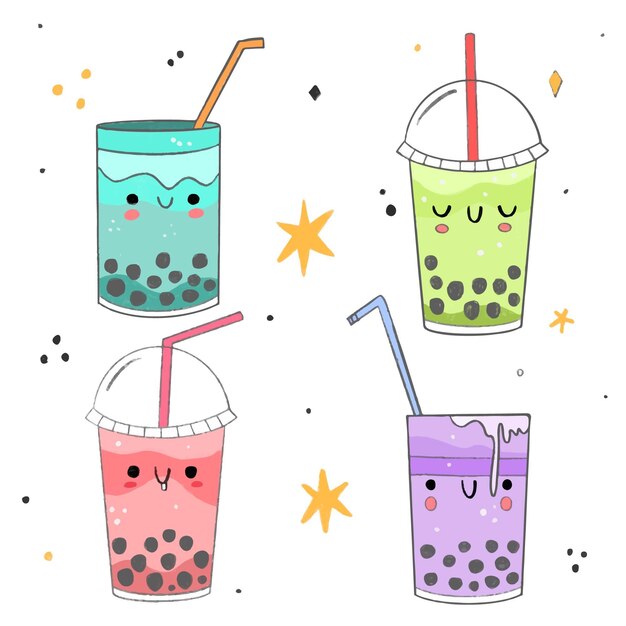Juego de té de burbujas kawaii
