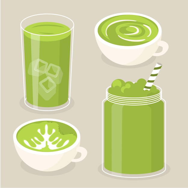 Juego de té matcha caliente y frío