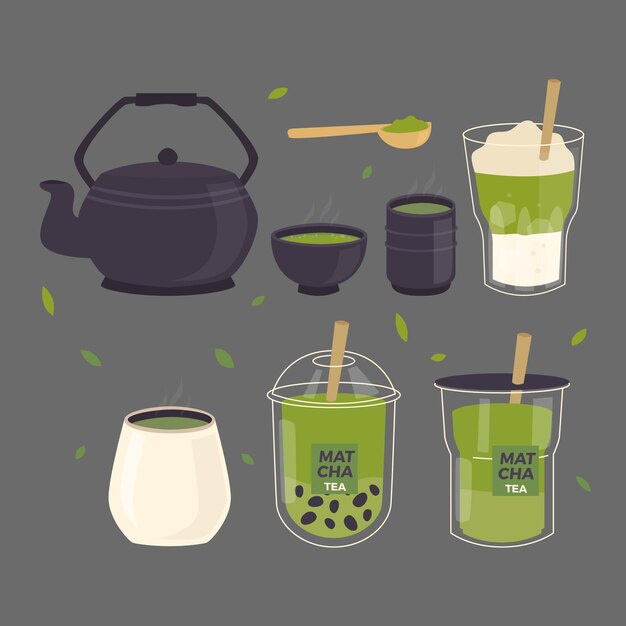 Juego de té matcha