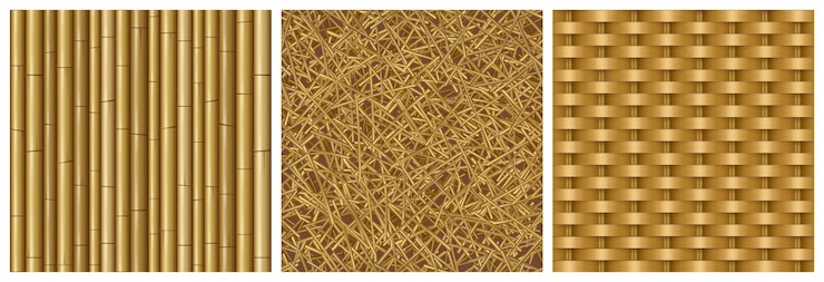 Vector gratuito juego texturas bambú tallos paja y mimbre set