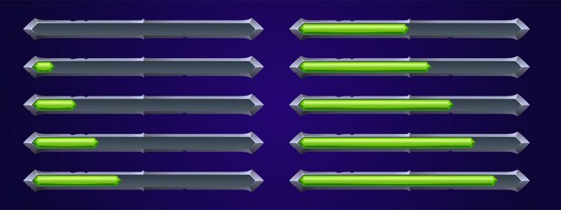 Juego ui cargando barras de progreso conjunto de vectores de dibujos animados