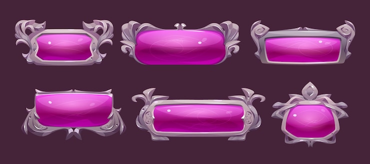 Vector gratuito juego ui marcos rosa menú medieval bordes brillantes