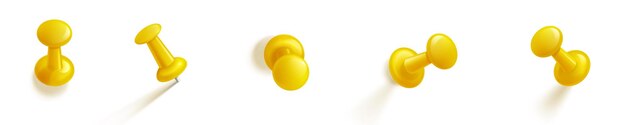 Juego de vectores de chinchetas o chinchetas amarillas