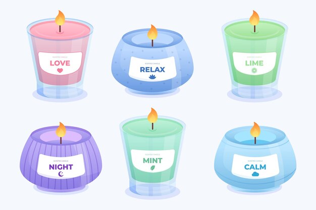 Juego de velas perfumadas detallado