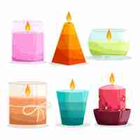 Vector gratuito juego de velas perfumadas con detalles