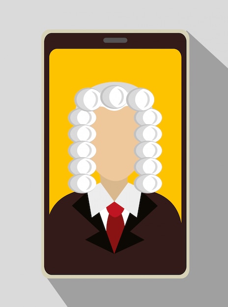 Juez de derecho y justicia legal en smartphone